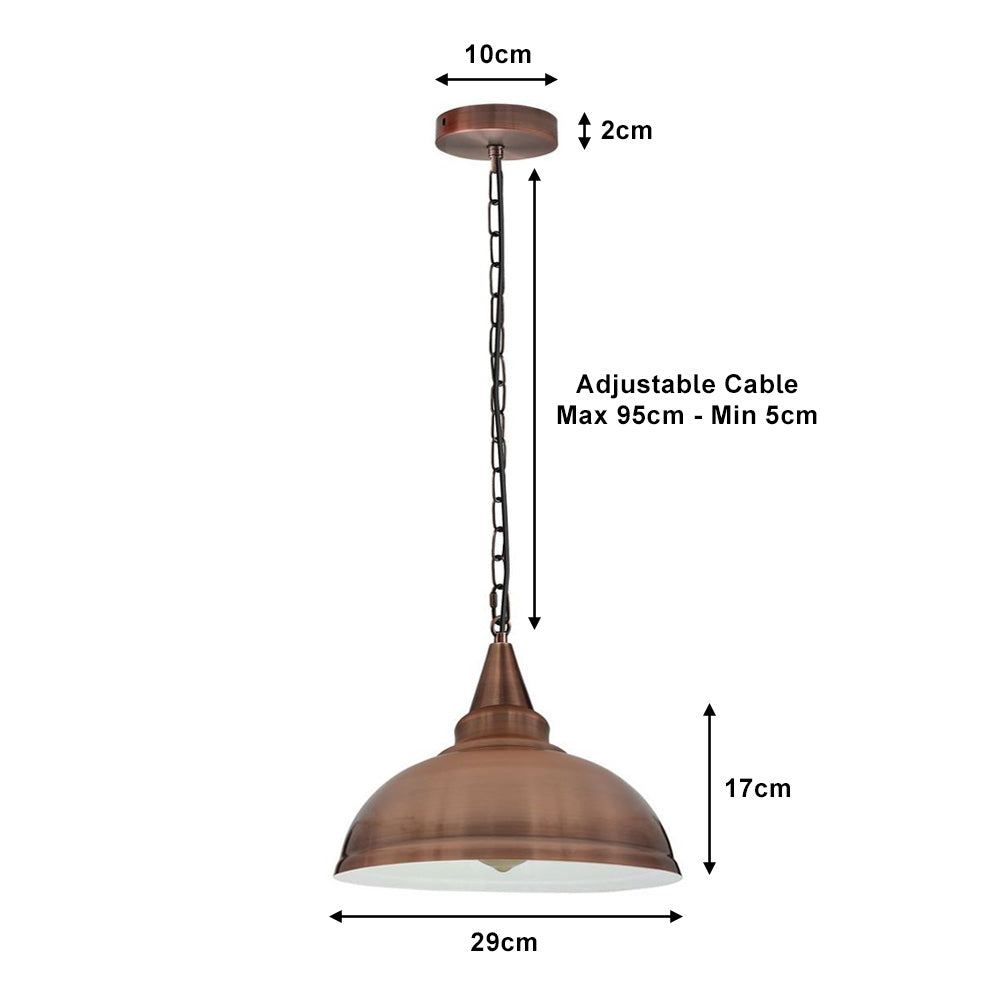 Copper Vintage Style Industrial Chain Pendant Light - Cone Lamp Holder