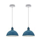 Cyan Blue Small Dome Pendant Lights - Without Bulbs - 2 Pack