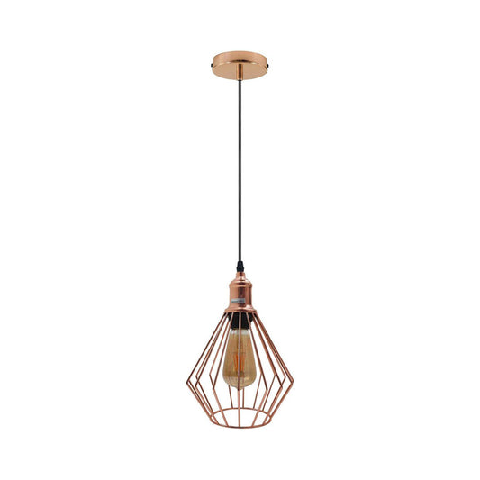 Rose Gold Diamond Cage Pendant Ceiling Light