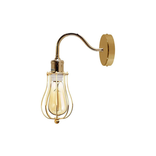 French Gold Cage Swan Neck Wall Light