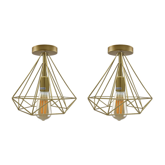 Gold Diamond Cage Ceiling Lights - 2 Pack
