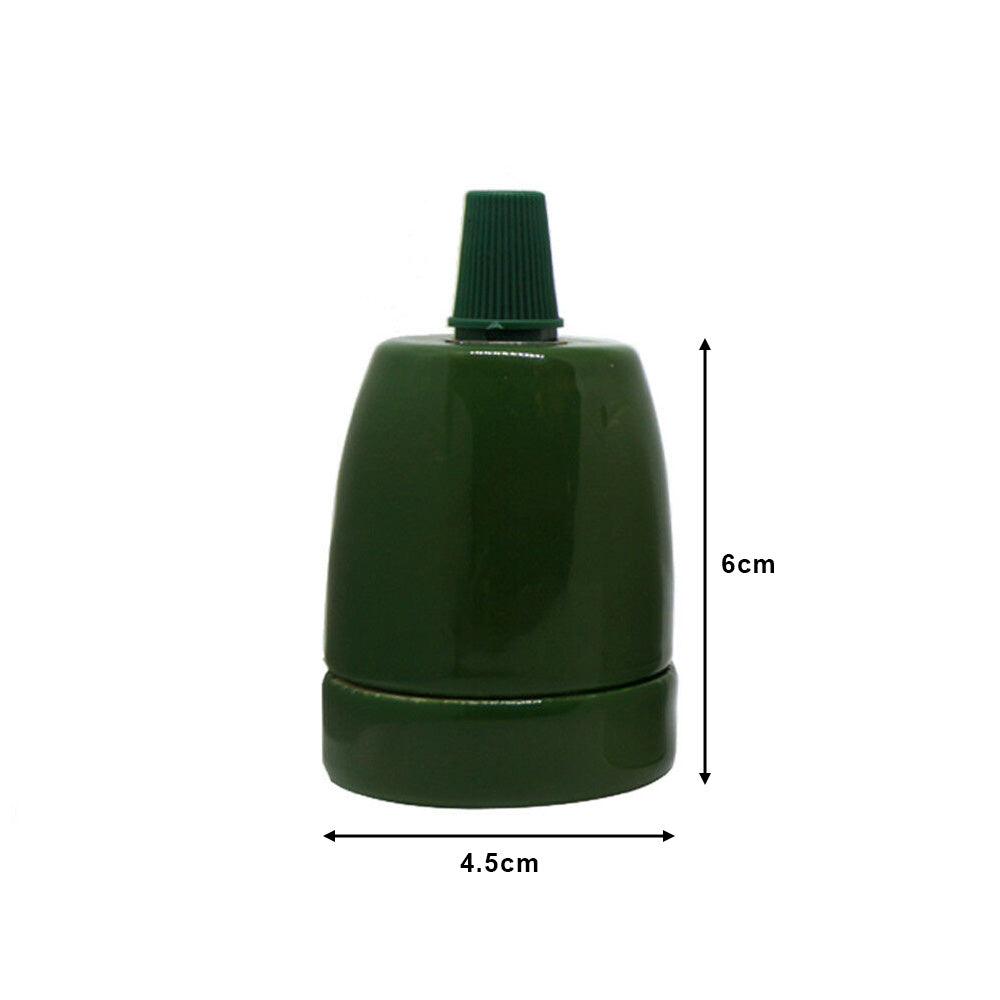 Green E27 Retro Ceramic Pendant Lamp Holder - Vintage Bulb Holder