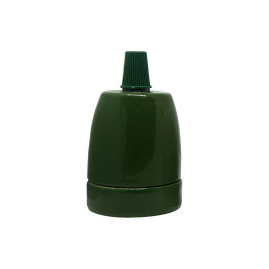 Green E27 Retro Ceramic Pendant Lamp Holder - Vintage Bulb Holder