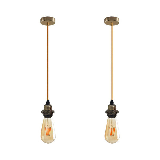 Green Brass Vintage Industrial Pendant Light Fitting - 2 Pack