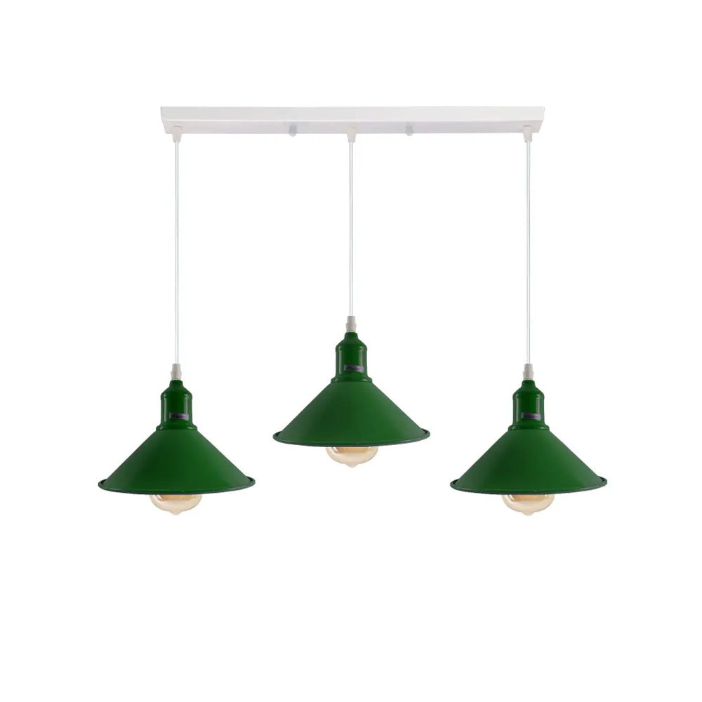 Green Cone Industrial Style 3 Light Pendant