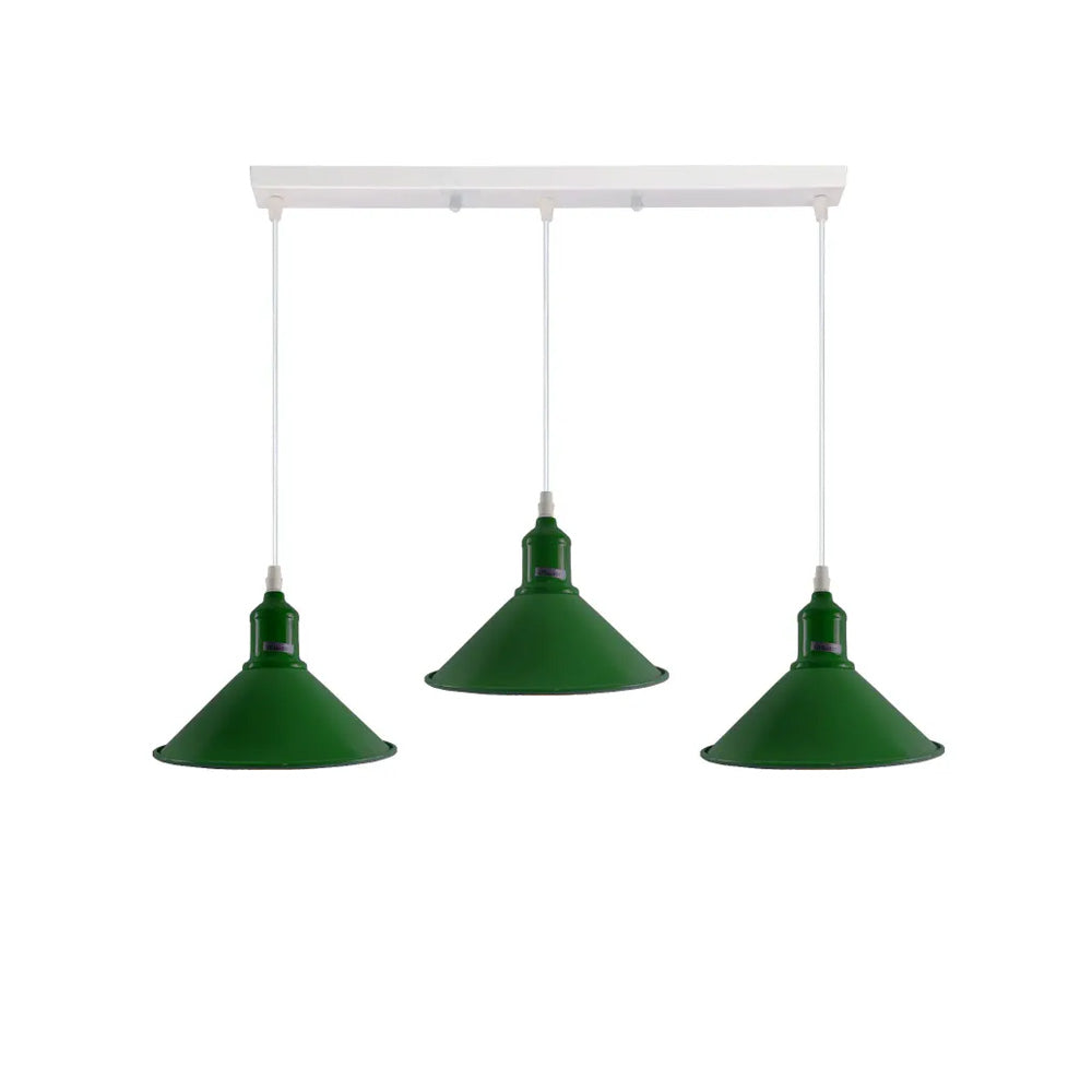 Green Cone Industrial Style 3 Light Pendant