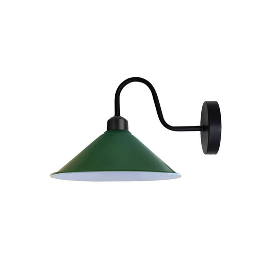 Green Cone Retro Swan Neck Wall Light - Without Bulb