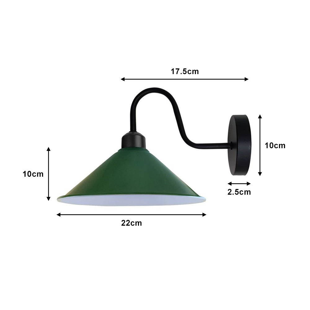 Green Cone Retro Swan Neck Wall Light - Without Bulb