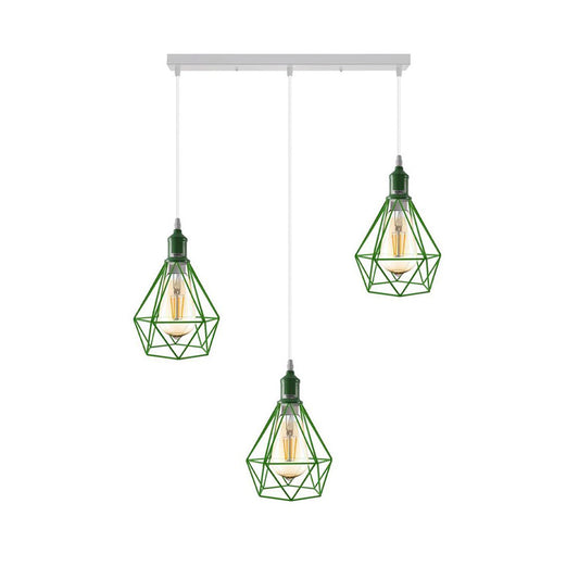 Green Diamond Cage 3 Light Pendant