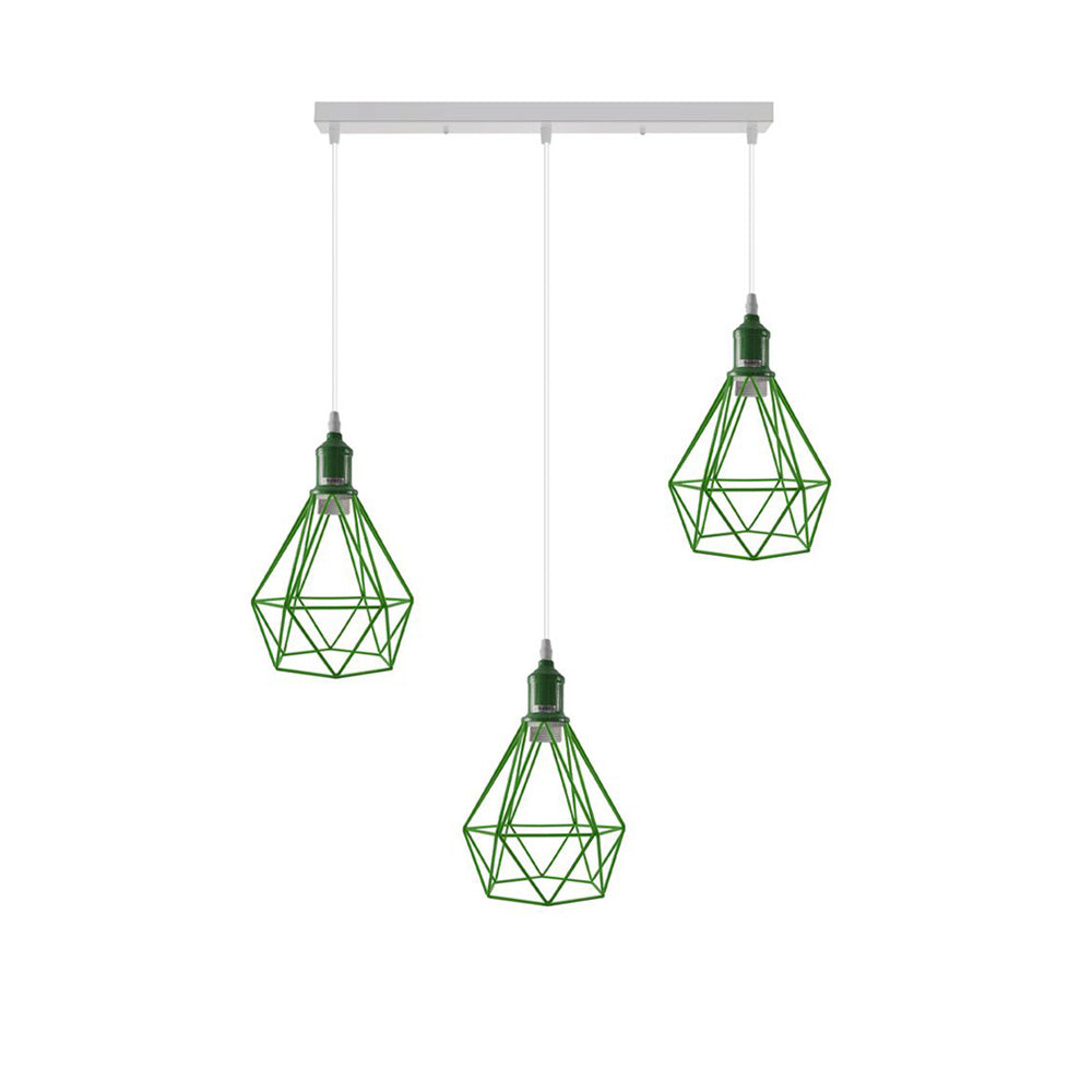 Green Diamond Cage 3 Light Pendant