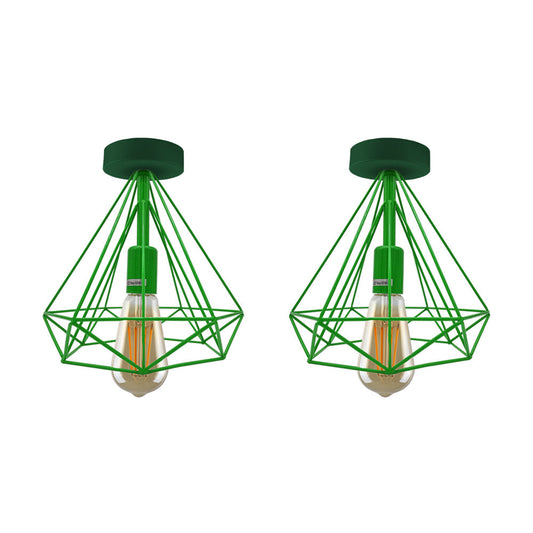 Green Diamond Cage Ceiling Lights - 2 Pack