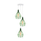 Green Diamond Cage Triple Pendant Light