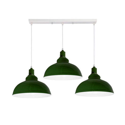 Green Dome Vintage Style 3 Light Pendant