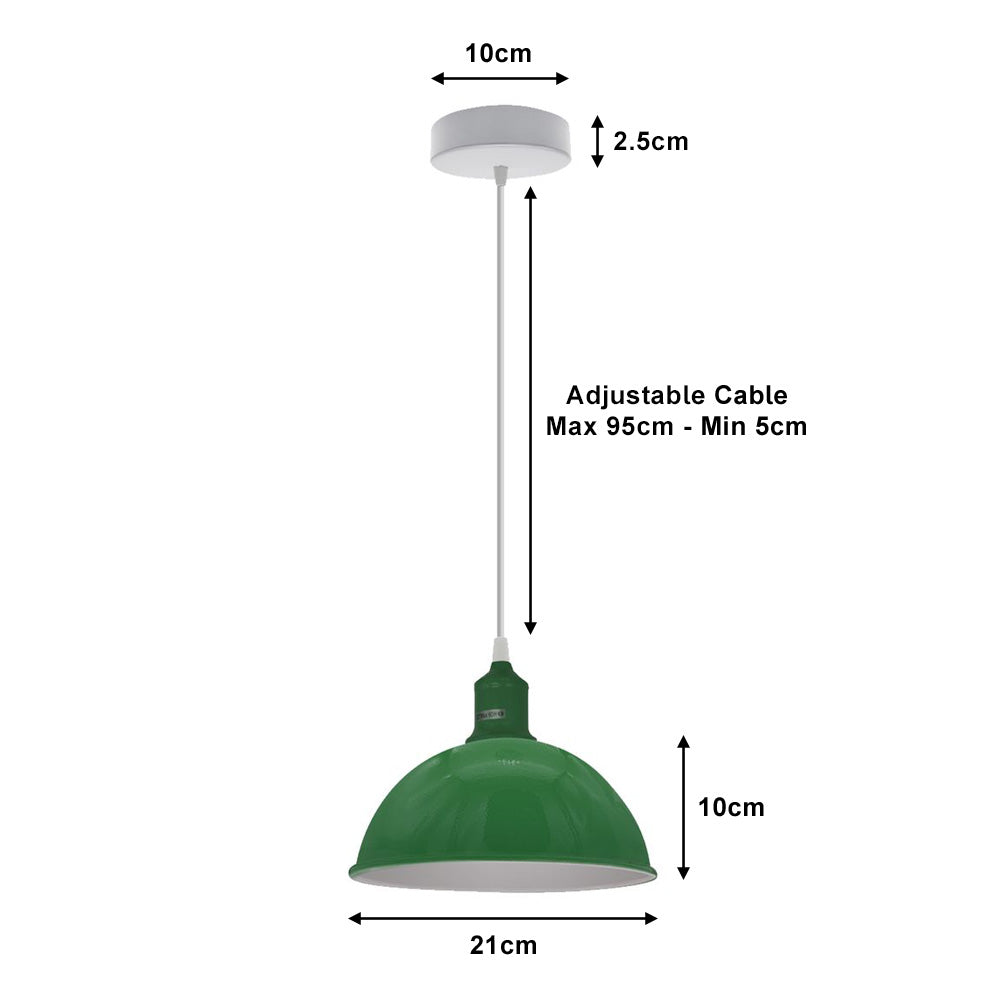 Green Small Dome Pendant Lights - Without Bulbs - 2 Pack