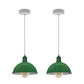 Green Small Dome Pendant Lights - With Bulbs - 2 Pack