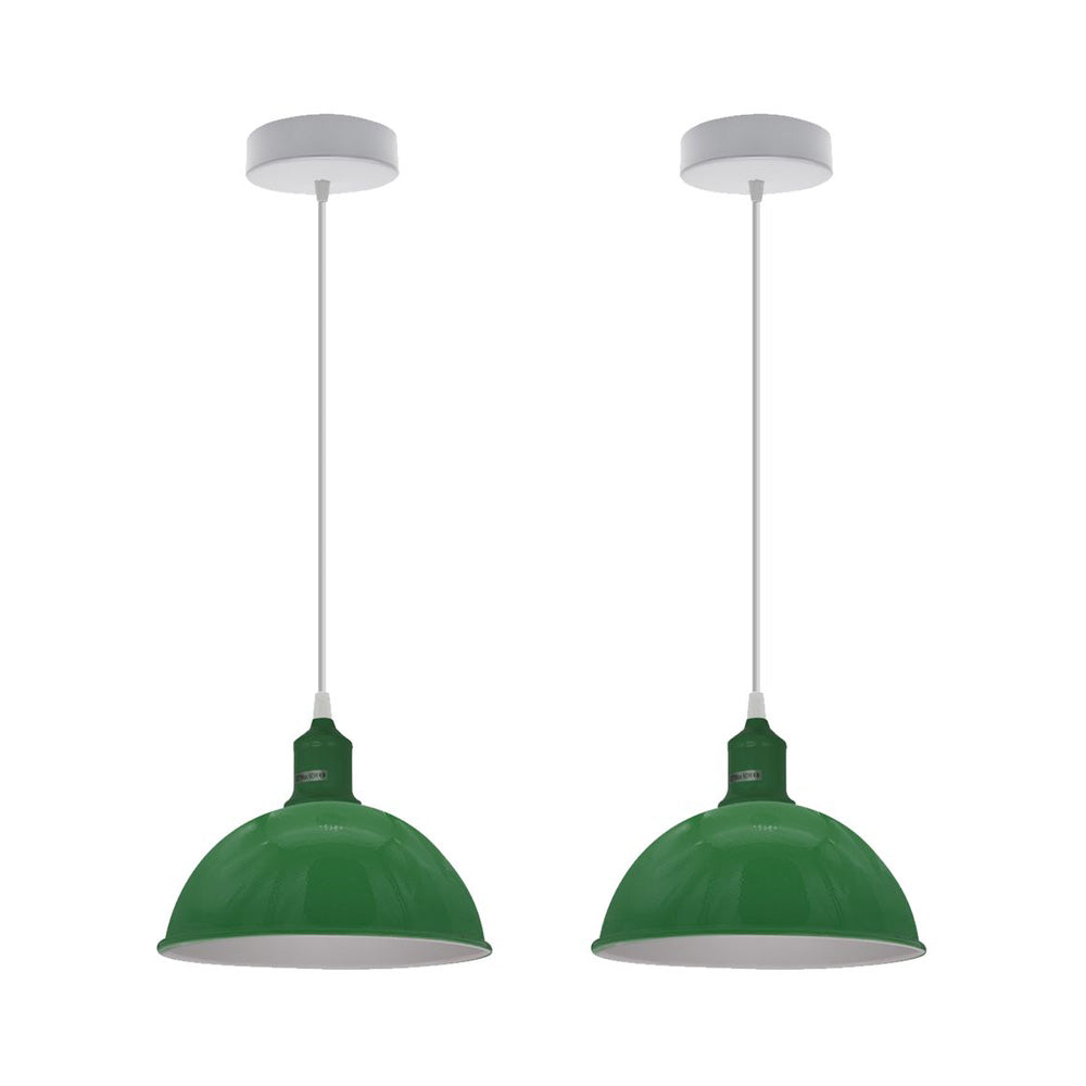 Green Small Dome Pendant Lights - Without Bulbs - 2 Pack