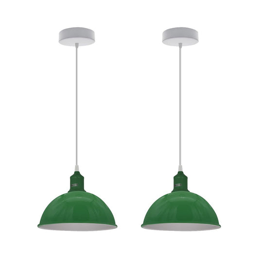 Green Small Dome Pendant Lights - Without Bulbs - 2 Pack