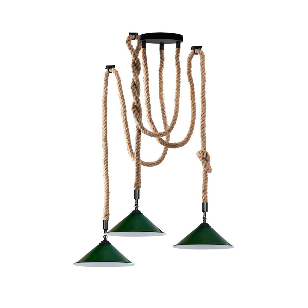 Green Vintage Rope Spider Pendant Light