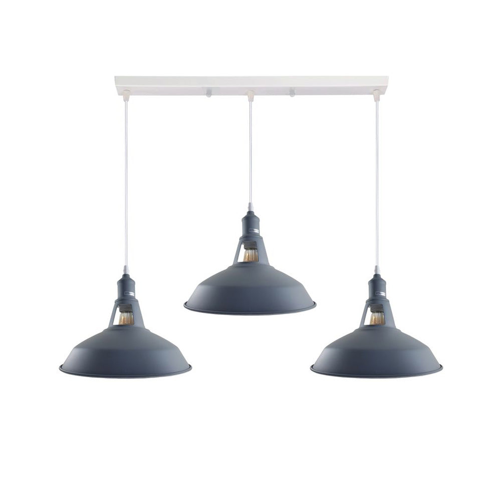 Barn Industrial Style 3 Light Pendant in 8 Colours