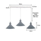 Grey Cone Industrial Style 3 Light Pendant