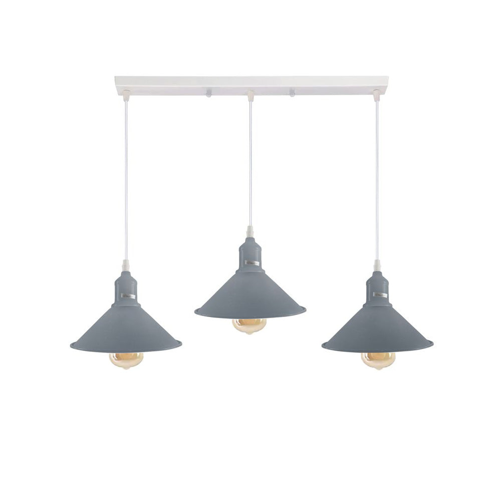 Grey Cone Industrial Style 3 Light Pendant