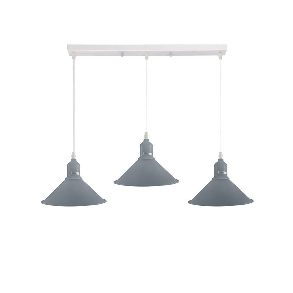 Grey Cone Industrial Style 3 Light Pendant