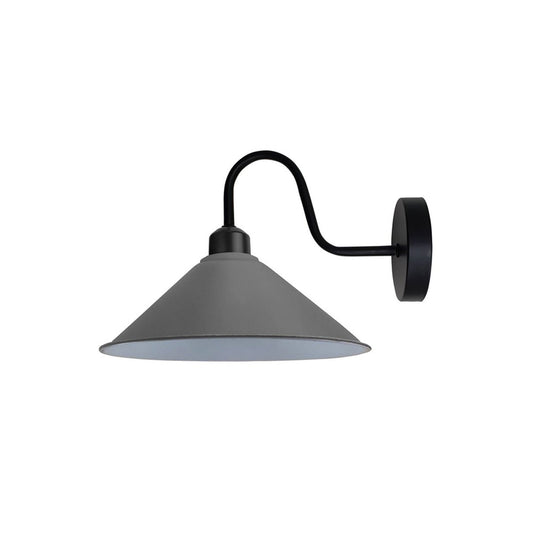 Grey Cone Retro Swan Neck Wall Light - Without Bulb