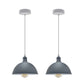 Grey Small Dome Pendant Lights - With Bulbs - 2 Pack