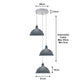 Grey Small Dome Triple Pendant Light