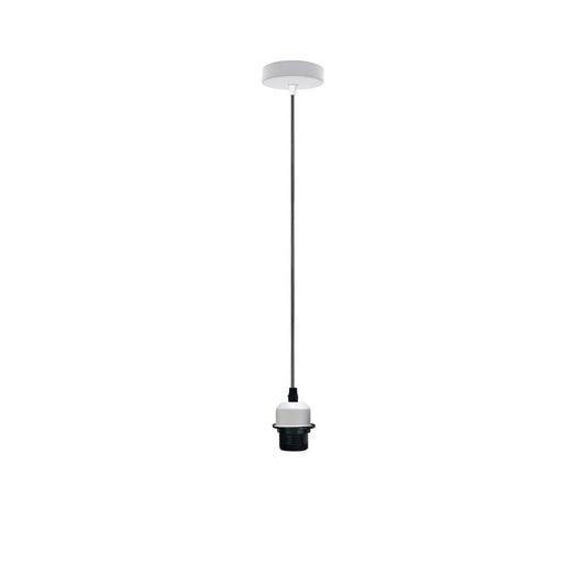 Industrial White Pendant Light Fitting - Without Bulb