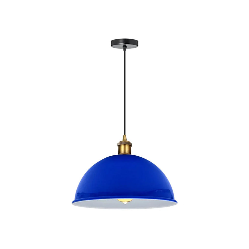 Navy Blue Large Dome Pendant Light - With Bulb