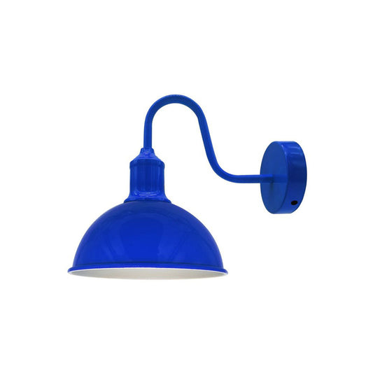 Navy Blue Dome Industrial Swan Neck Wall Light