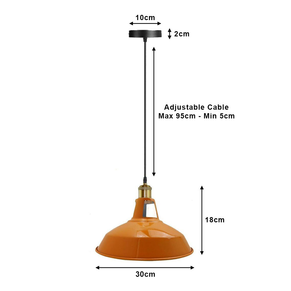 Orange Industrial Barn Pendant Light