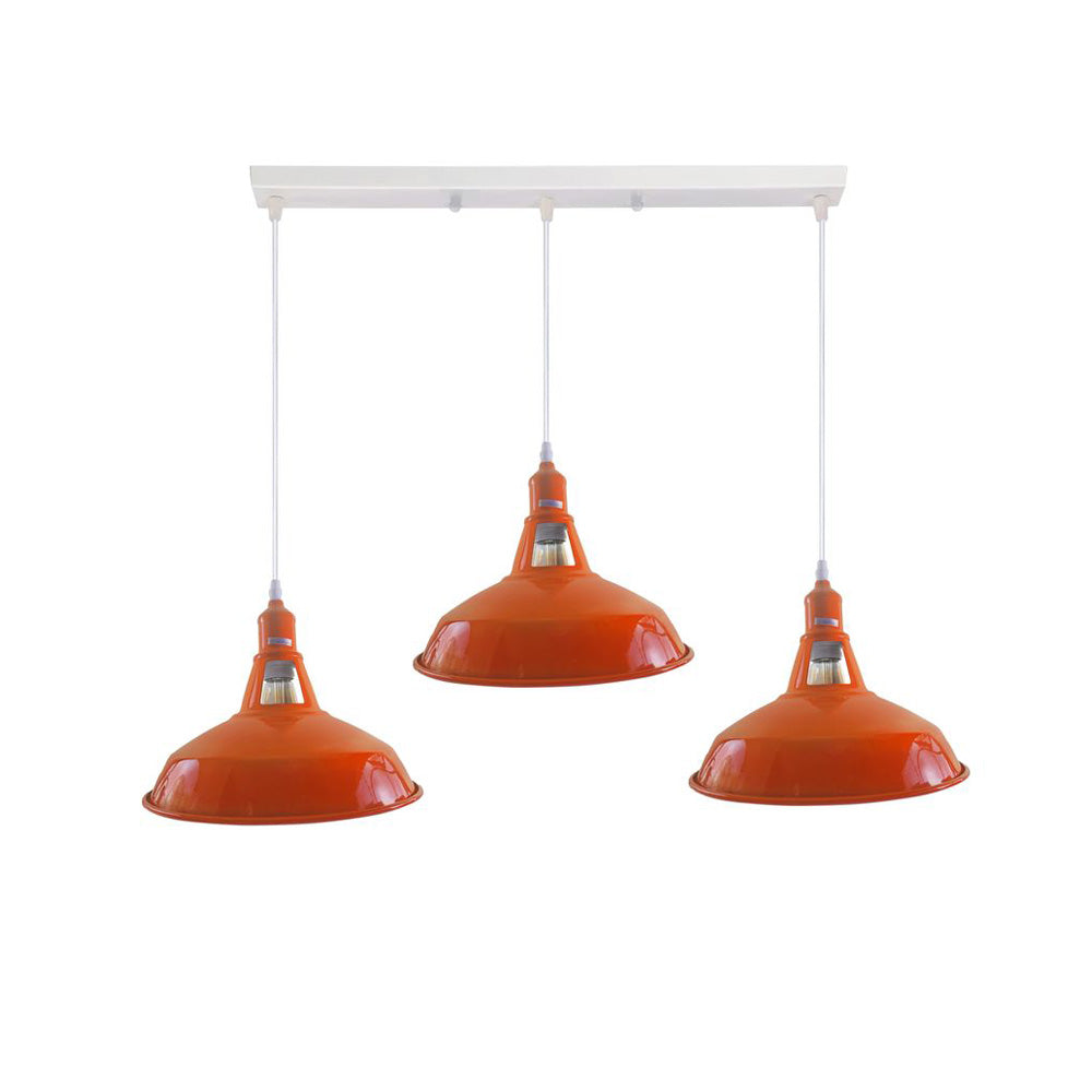 Barn Industrial Style 3 Light Pendant in 8 Colours