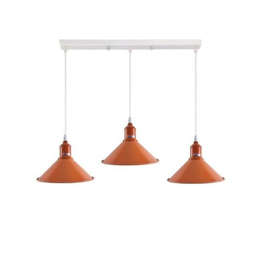 Orange Cone Industrial Style 3 Light Pendant