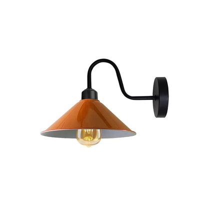 Orange Cone Retro Swan Neck Wall Light - With Bulb