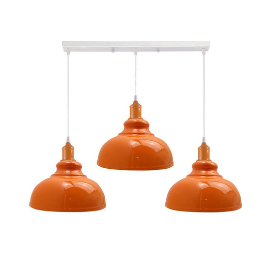 Orange Dome Vintage Style 3 Light Pendant