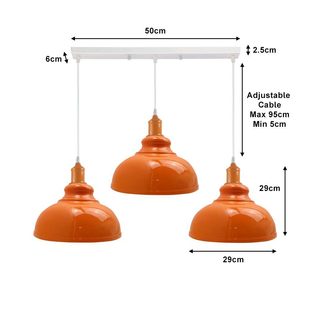 Orange Dome Vintage Style 3 Light Pendant