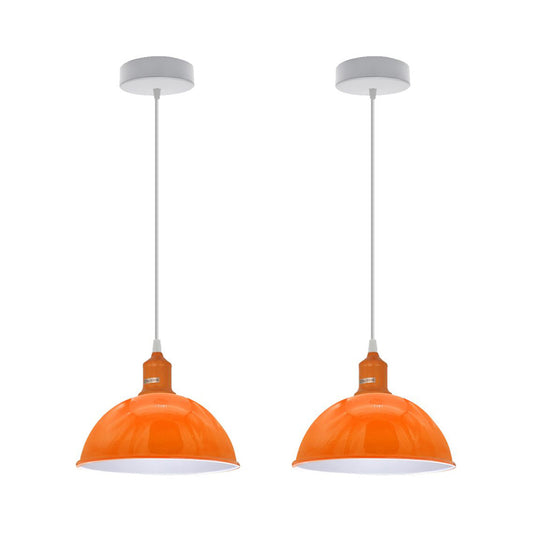 Orange Small Dome Pendant Lights - Without Bulbs - 2 Pack