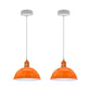 Orange Small Dome Pendant Lights - Without Bulbs - 2 Pack