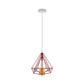Red Diamond Cage Pendant Light - With Bulb