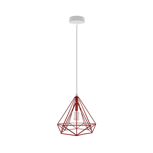 Red Diamond Cage Pendant Light - Without Bulb