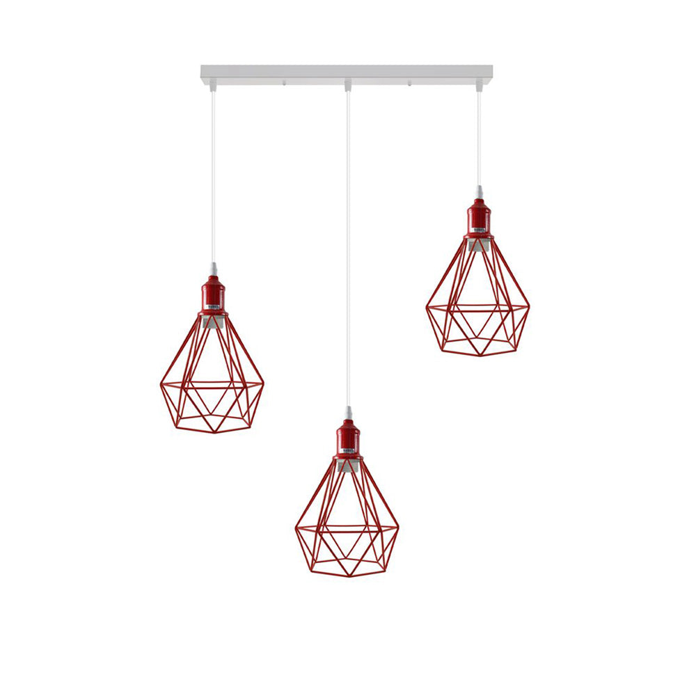 Red Diamond Cage 3 Light Pendant