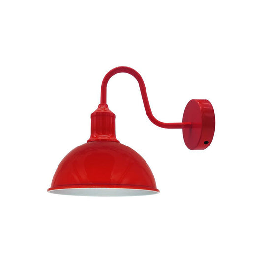 Red Dome Industrial Swan Neck Wall Light