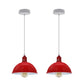 Red Small Dome Pendant Lights - With Bulbs - 2 Pack