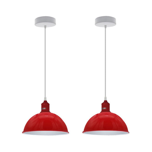 Red Small Dome Pendant Lights - Without Bulbs - 2 Pack