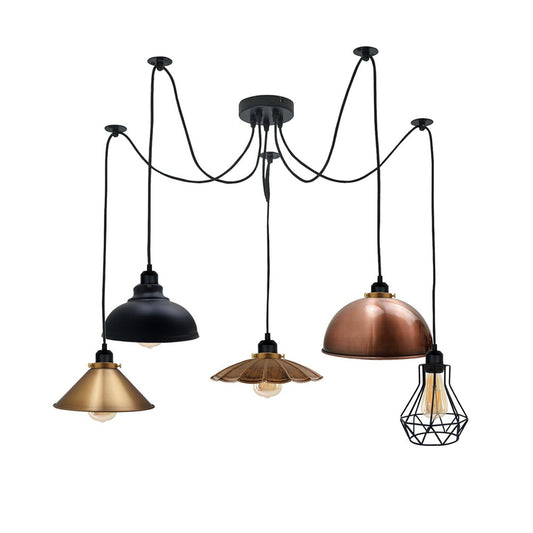 Retro Spider 5 Cluster Pendant Light