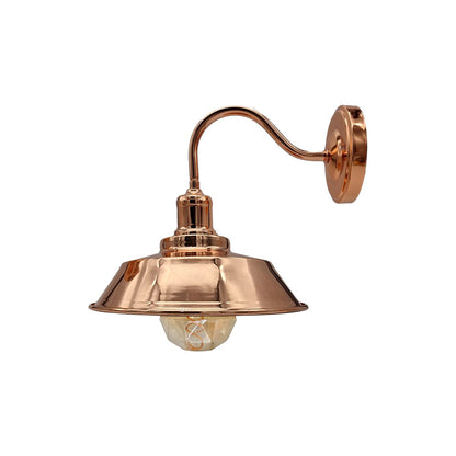 Rose Gold Bowl Vintage Swan Neck Wall Light - With Bulb