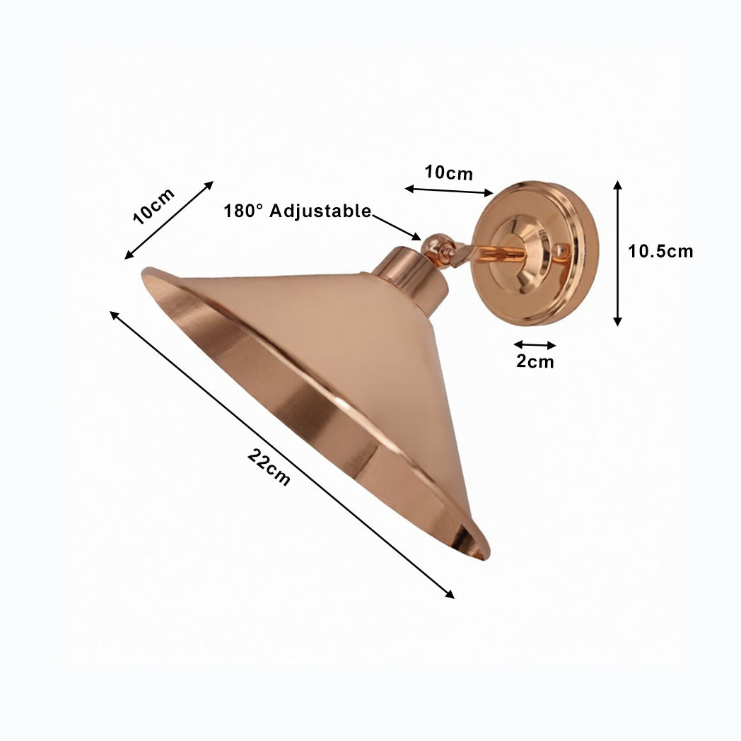 Rose Gold Cone Retro Adjustable Wall Light - Without Bulb