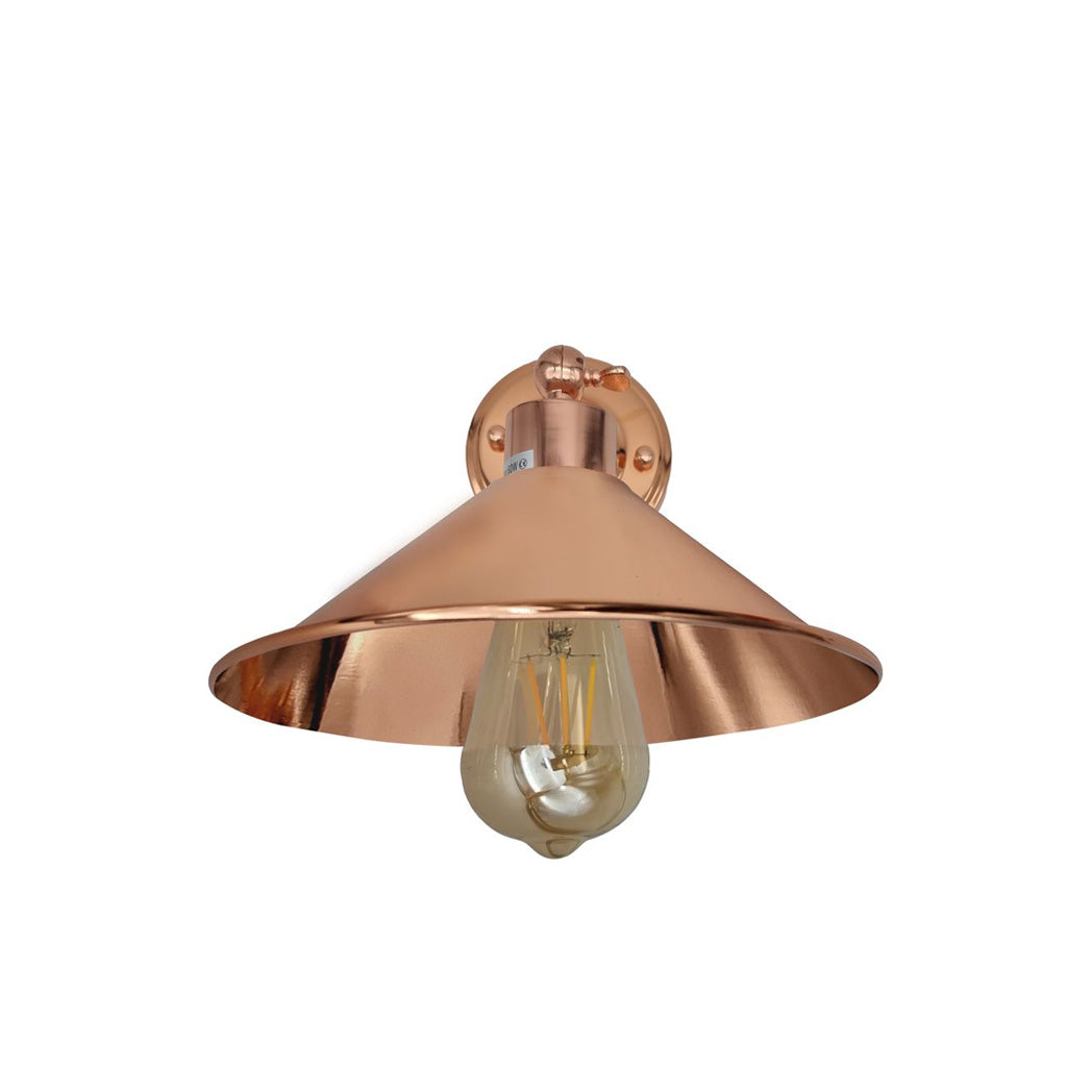 Rose Gold Cone Retro Adjustable Wall Light - With Bulb